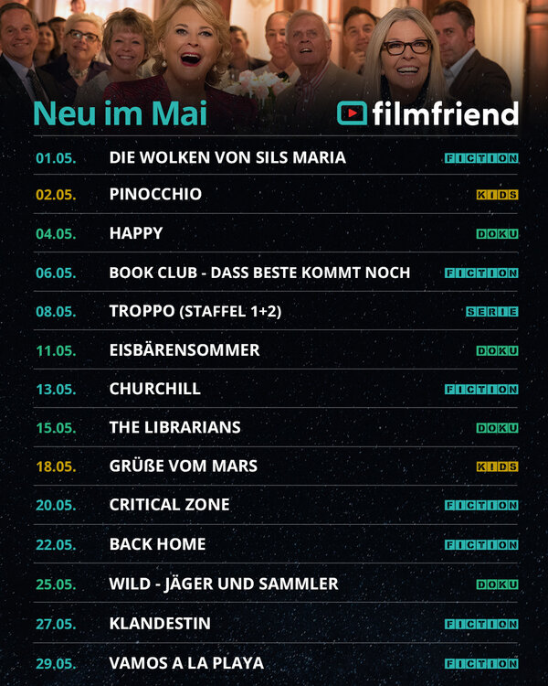 Bild vergr&ouml;&szlig;ern: Filmfriend Mai 2026