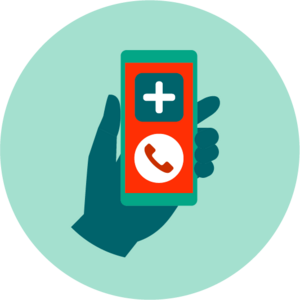 Smartphone mit Notrufsymbol bei Hitze